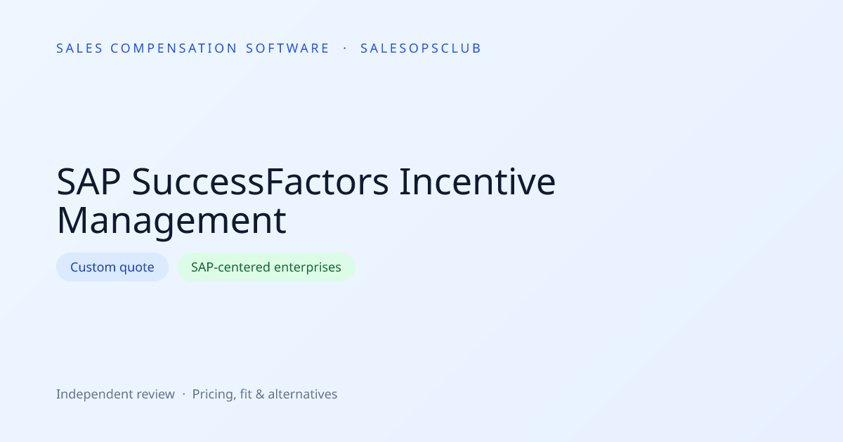 SAP SuccessFactors Incentive Management: Features, Fit & 2026 Review ...